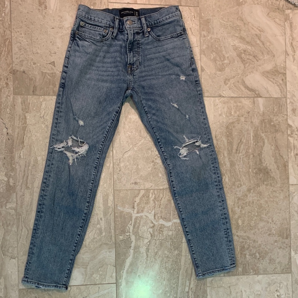 Abercrombie & Fitch Light Blue Distressed Skinny Jeans